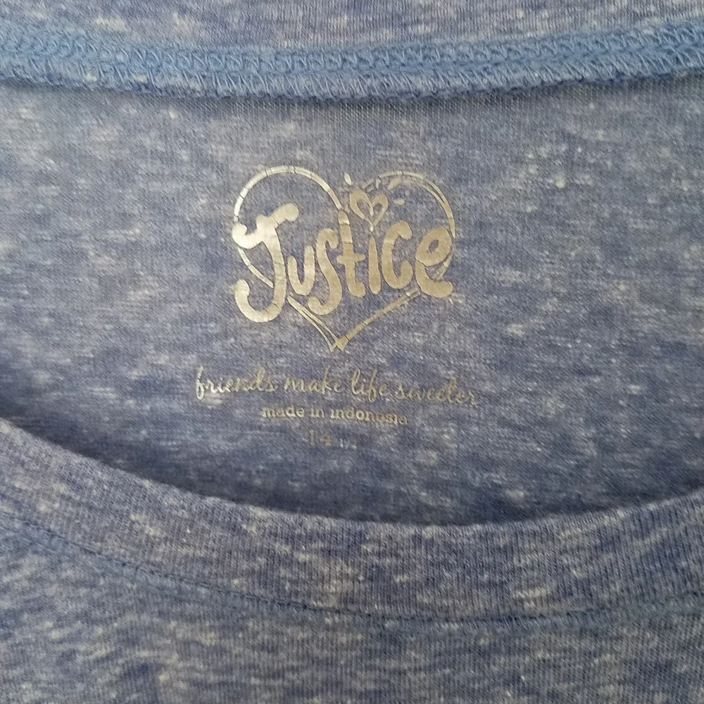Justice Girls Long Sleeve Blue Embellished‎ Top Shirt New